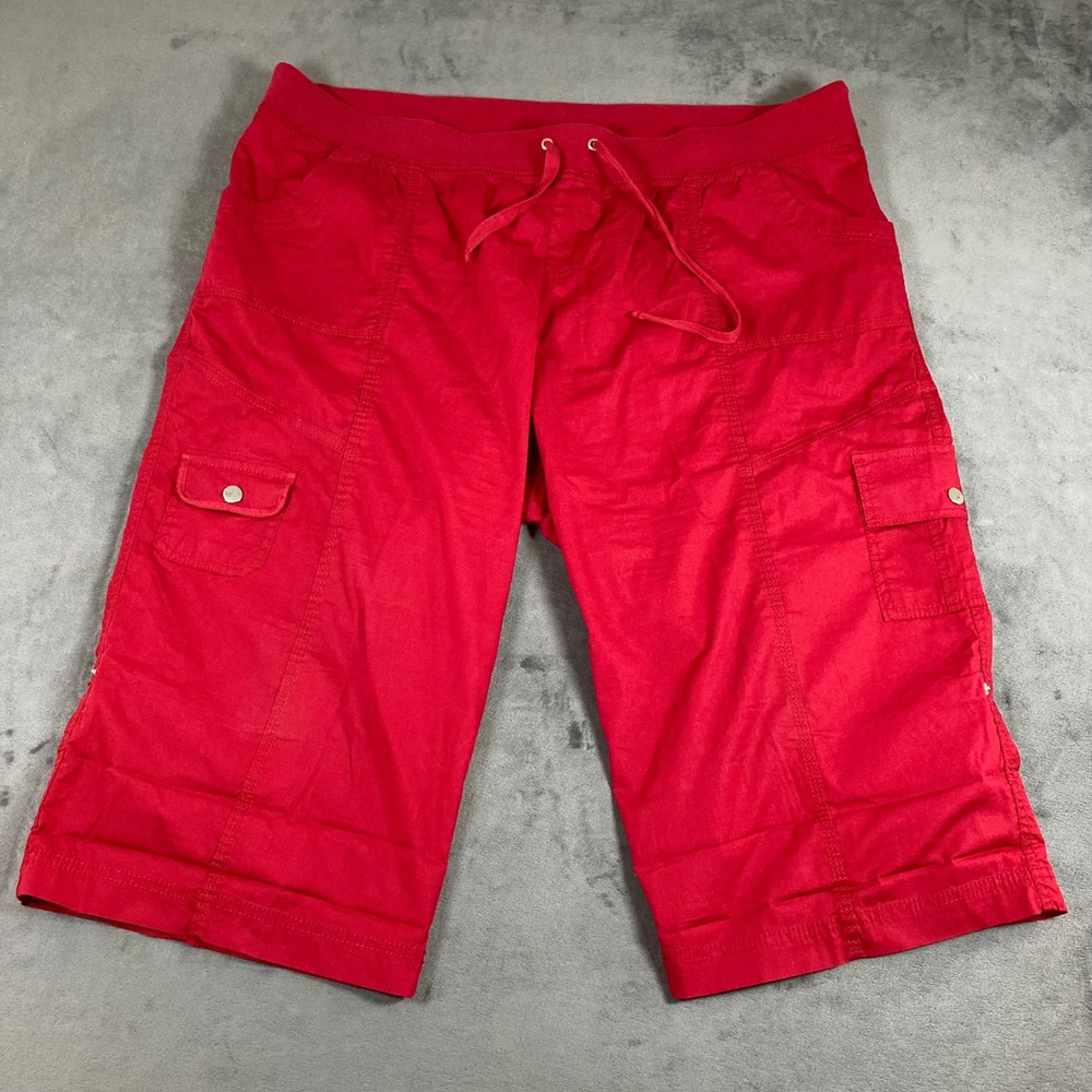 Style & Co Sport Red Cargo Capri Pants Womens 20W Plus Size Drawstring Cropped